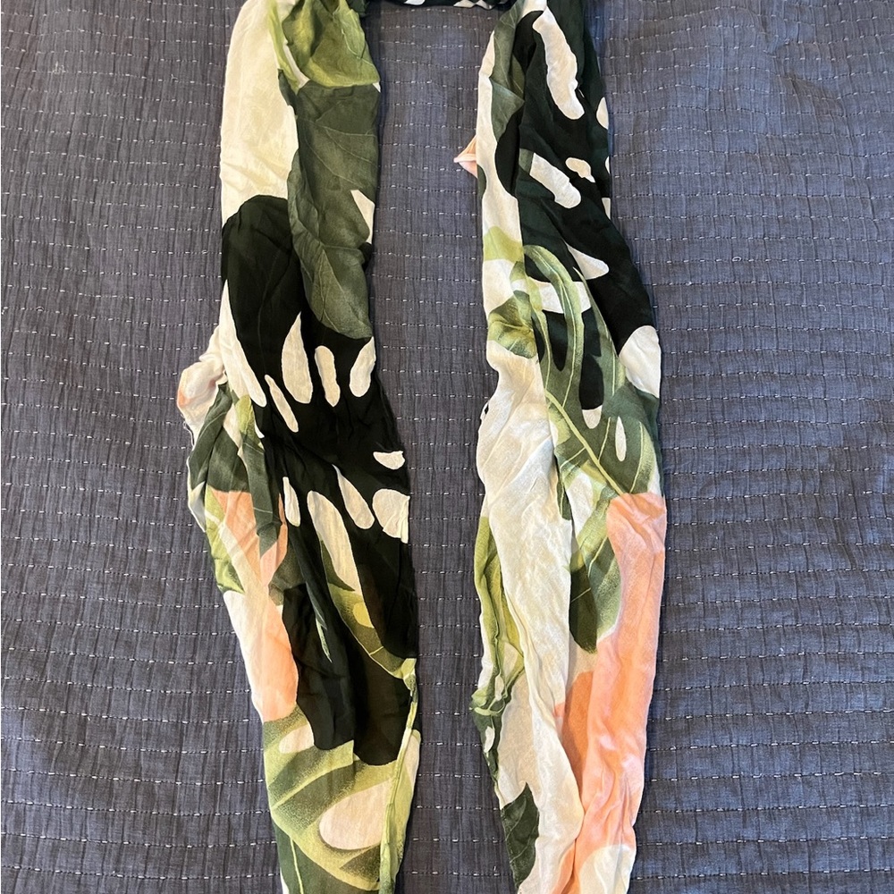 Floral Green and Pink Scarf